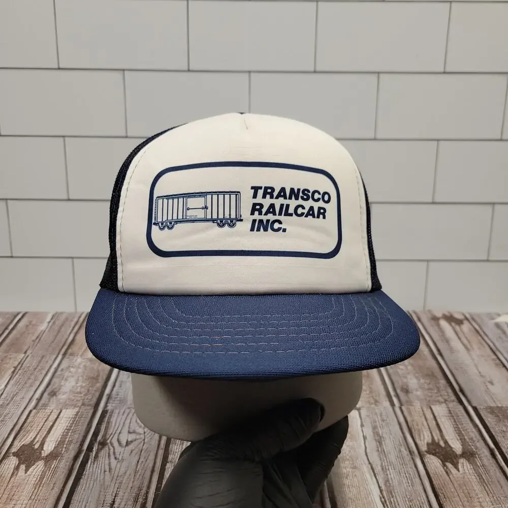 Vintage Transco Railcar Inc Railroad Trucker Hat Yupoong Snapback USA